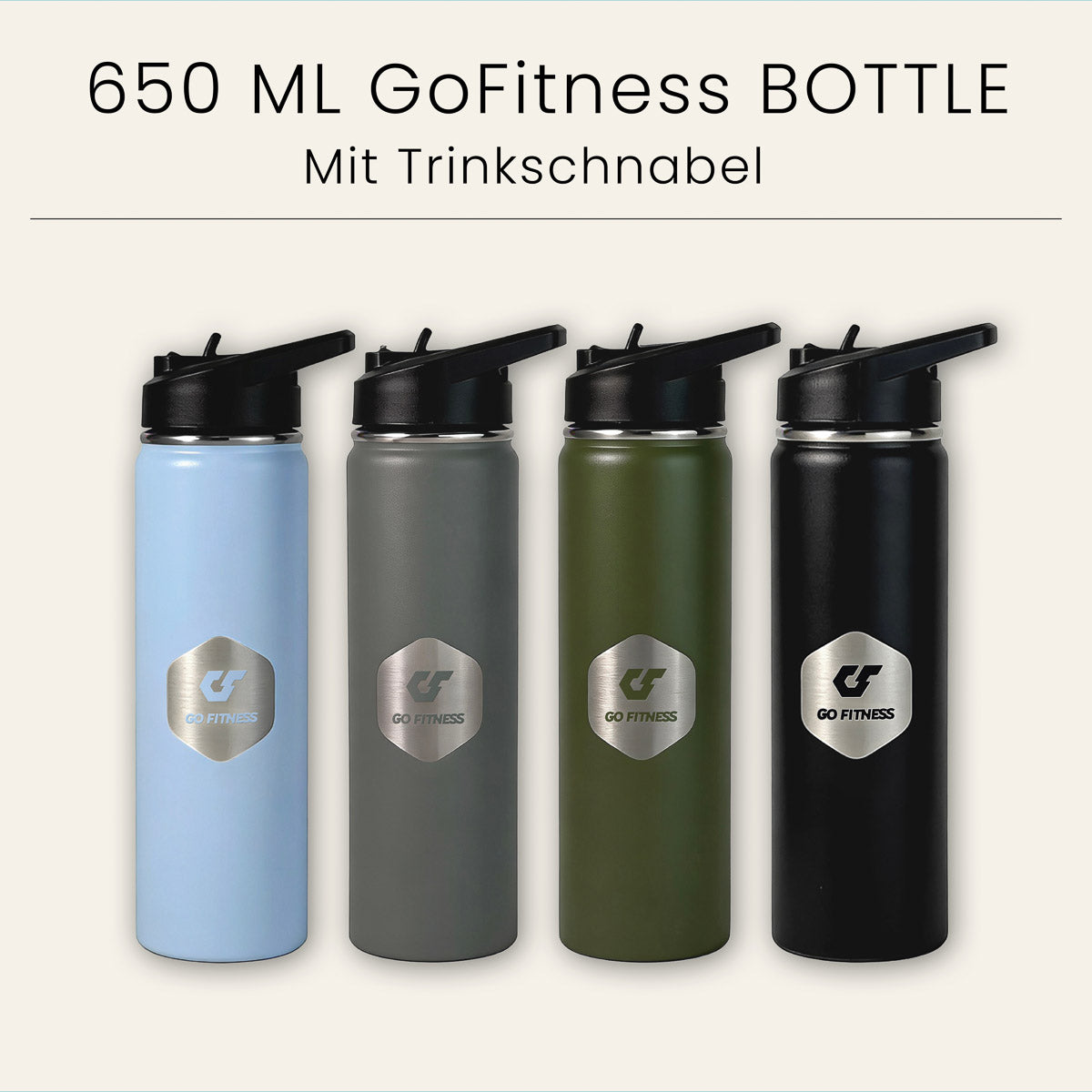 Trinkflasche mit Trinkschnabel – 650 ml – Go Fitness Nutrition